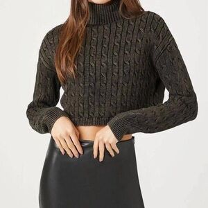 Emory park blackturtle neck cable knit sweater